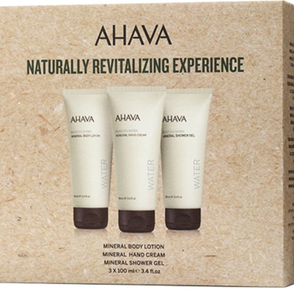 NIB AHAVA Mineral Body Lotion, Shower Gel, And Hand Cream Boxed Set - Picture 2 of 5